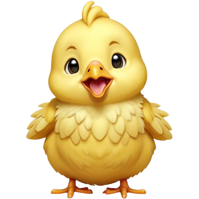 Cinematic Cute Yawning Yellow Baby Chicken Portrait Emoji, Head tilted slightly with a dramatic, wide-open yawn, showcasing a soft, downy yellow coat with little drooping wings, round beady eyes barely open in drowsy contentment, Simplified yet irresistibly adorable features, highly detailed, glowing with a soft, cozy glow, high shine, relaxed yet expressive, stylized with a touch of whimsical charm, bright and endearing, soft glowing outline, capturing the essence of a sleepy yet affectionate chick, so drowsy it feels like it could stretch out of the screen and curl up for a nap! emoji