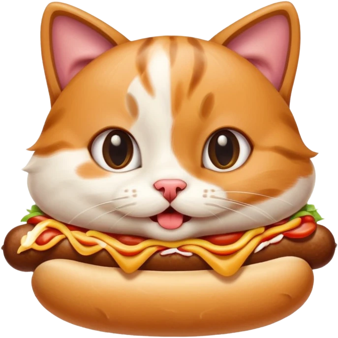 Cat eats hotdog emoji