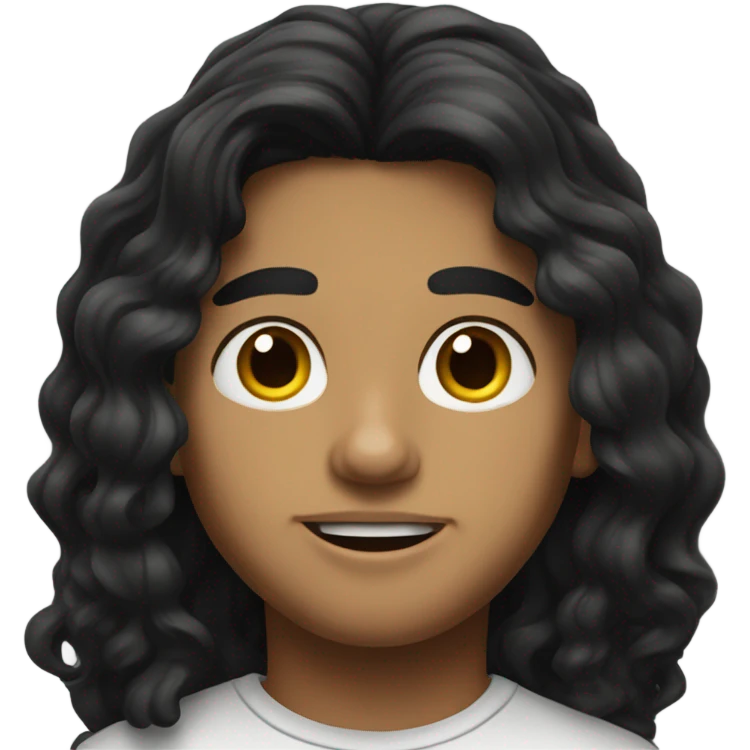 realistic portrait of a Mexican boy with long hair emoji