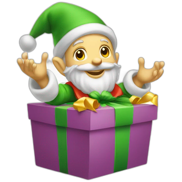 Lutin qui embale des cadeaux emoji