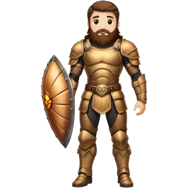 full body man long brown hair brown eyes medium beard white skin muscular build beetle shell armor emoji
