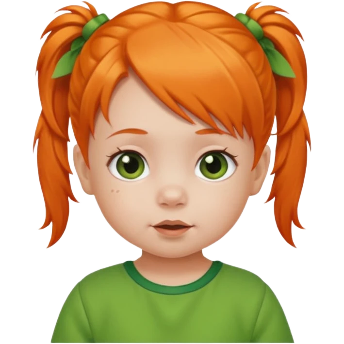 orange pigtail hair girl baby green outfit emoji