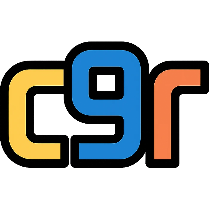minimal emoji with 'c9r' in bold futuristic font evoking tech software vibe emoji