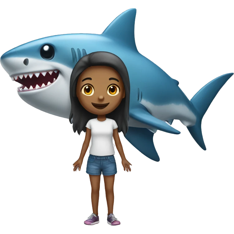 a girl with shark emoji