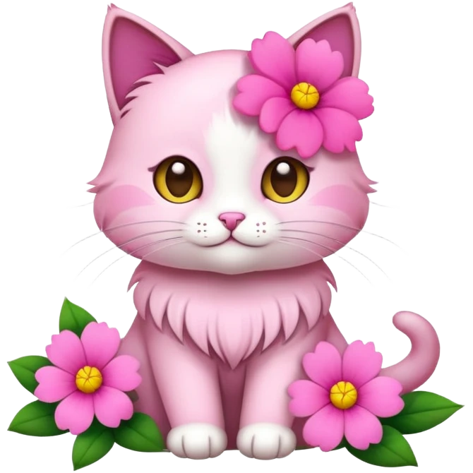 Un gato con una flor emoji