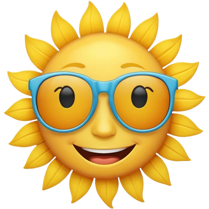 A bright sun with sunglasses and a smile, representing a sunny summer day. emoji