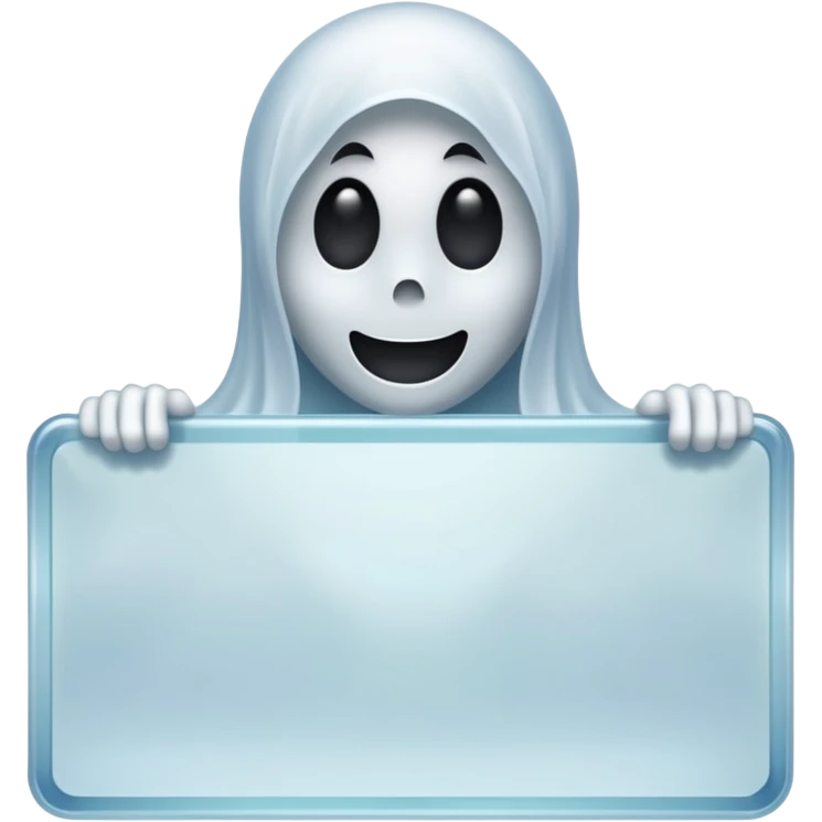 A ghost holding a large blank sign emoji