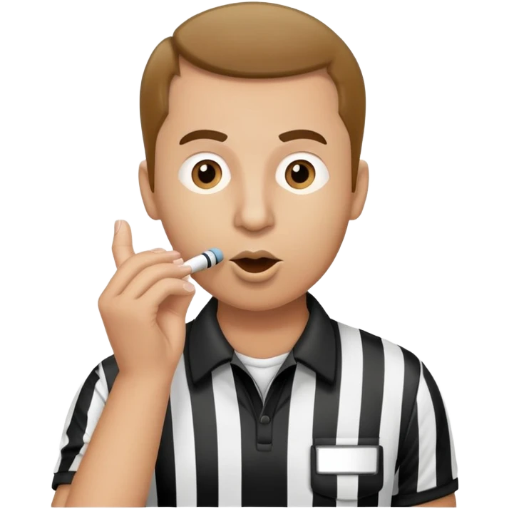 referee in black and white striped shirt blowing a whistle emoji