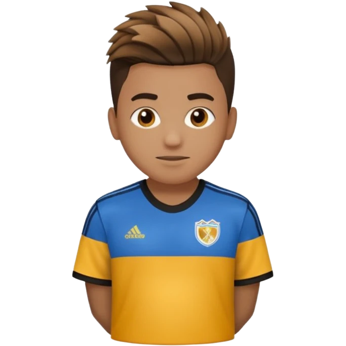 Crie um emoji de um menino com o cabelo castanho claro com uma franja reta e o corte low fade zumbi blusa de gola alta da adidas emoji