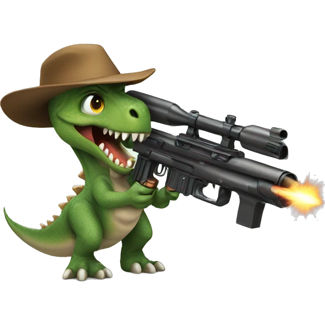Dinosaur shooting a gun emoji