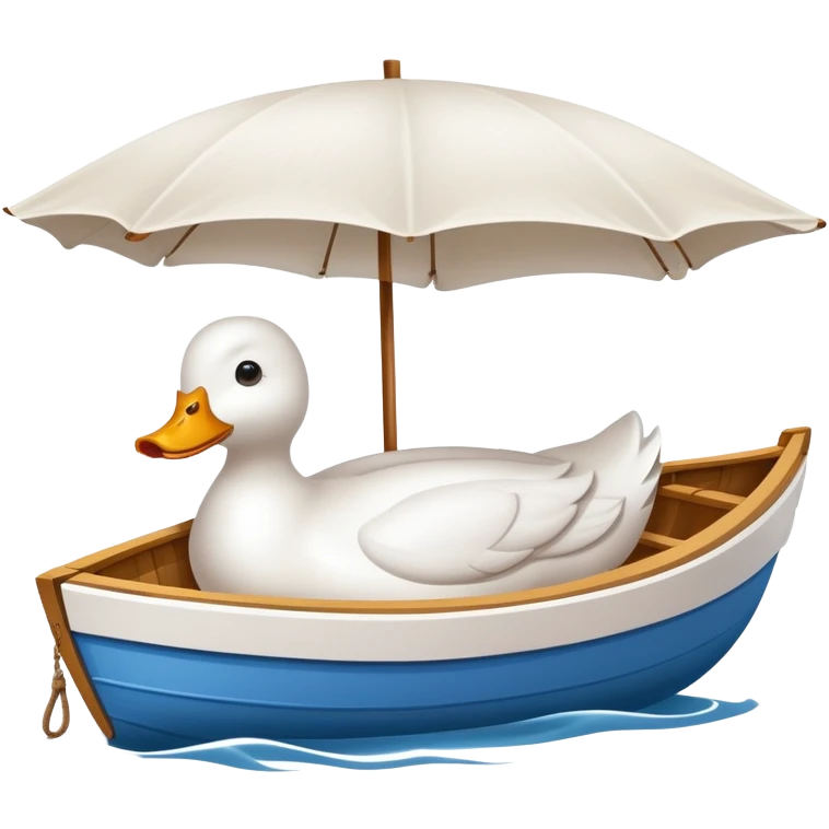 t hewhite duck-shaped boat with a Shade cloth emoji