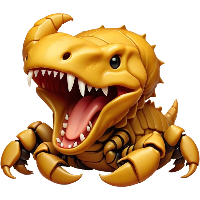 Cinematic Cute Yawning Emperor Scorpion Portrait Emoji, Head tilted slightly with a dramatic, wide-open yawn, showcasing a soft, textured exoskeleton with subtly drooping pincers and half-closed eyes in drowsy contentment, Simplified yet irresistibly adorable features, highly detailed, glowing with a soft, cozy glow, high shine, relaxed yet expressive, stylized with a dash of desert charm, soft glowing outline, capturing the essence of a sleepy yet affectionate scorpion that seems ready to stretch out for a nap! emoji