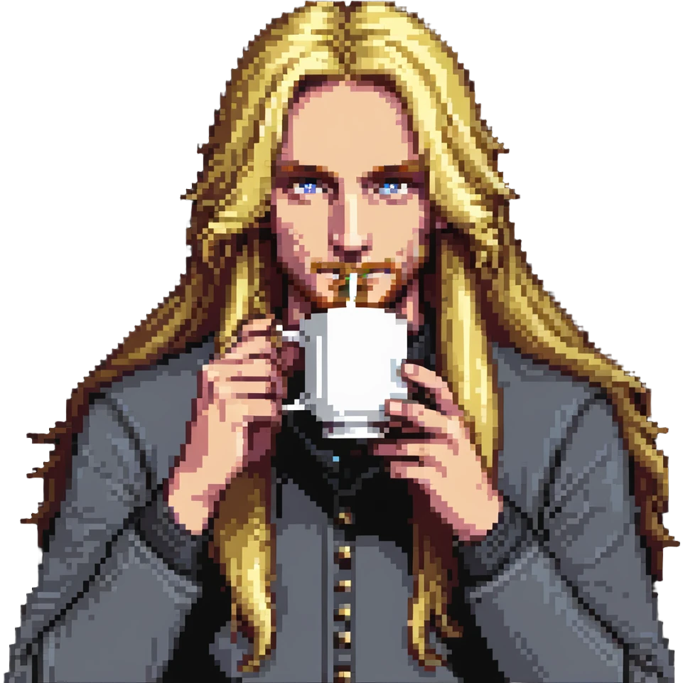 long blonde male sipping tea emote emoji