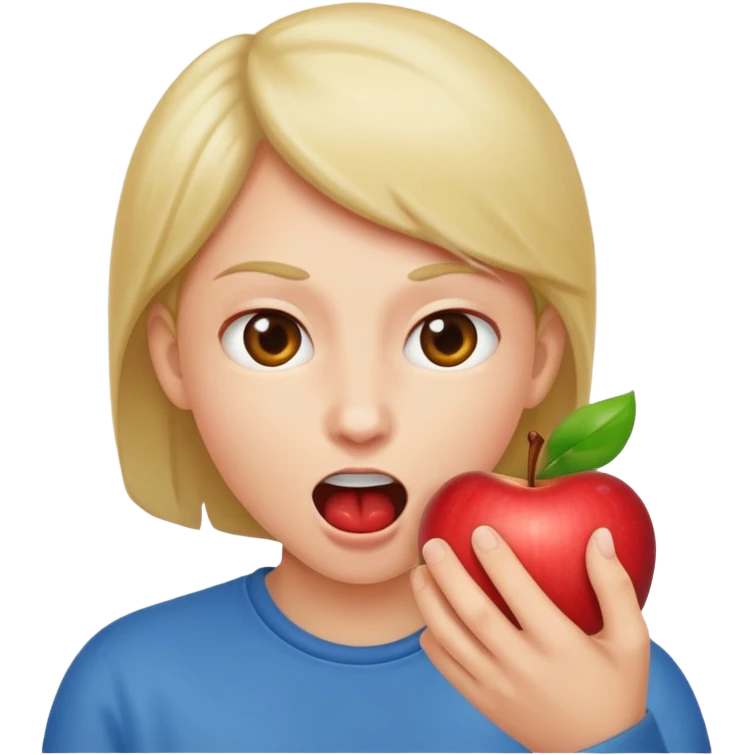 Biting an invisible apple emoji