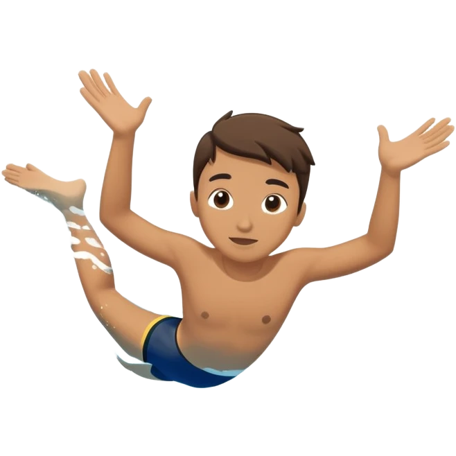 determined pool diver dives into a pool of confidence blue water underneath  emoji