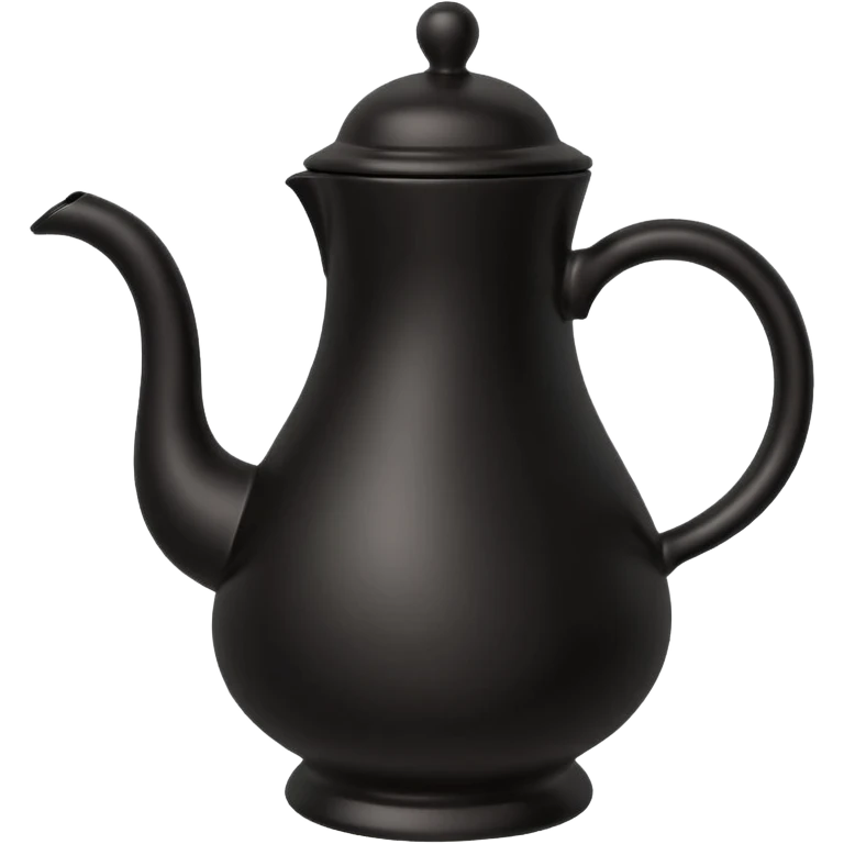It’s got that round, bulbous base at the bottom, a curved handle on one side, and a slender neck that flares out a bit at the top. It’s all black, really smooth, and has that traditional Ethiopian coffee pot vibe emoji