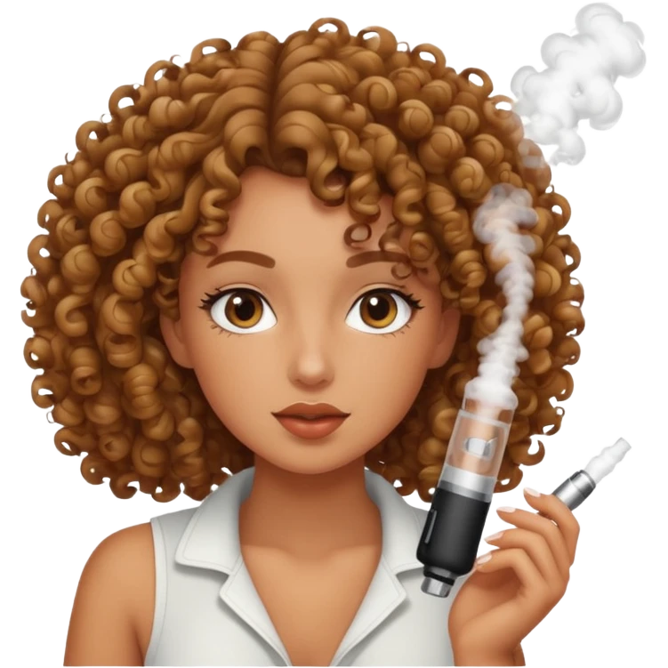 a curly head tanned skin girl vaping emoji