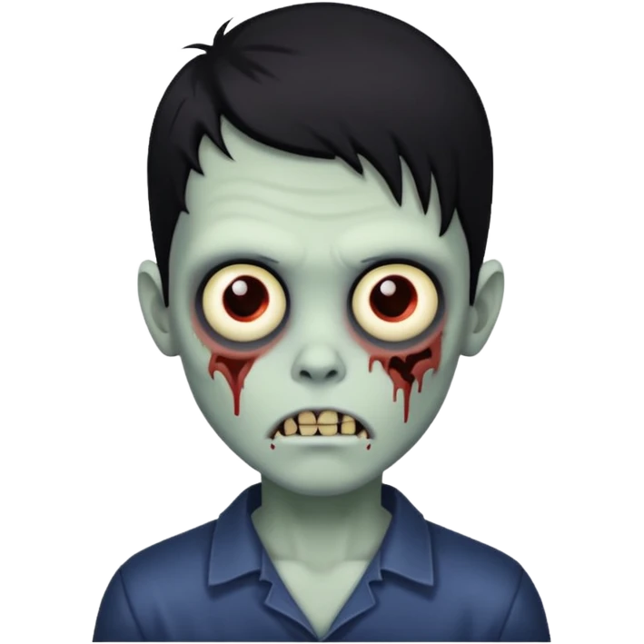 garoto zumbi, com cabelo preto médio  emoji