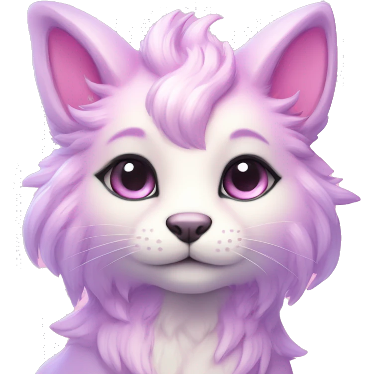 Kawaii colorful bright light pastel lilac-pink-white-gradient fantasy ethereal anthro fursona animal creature emoji