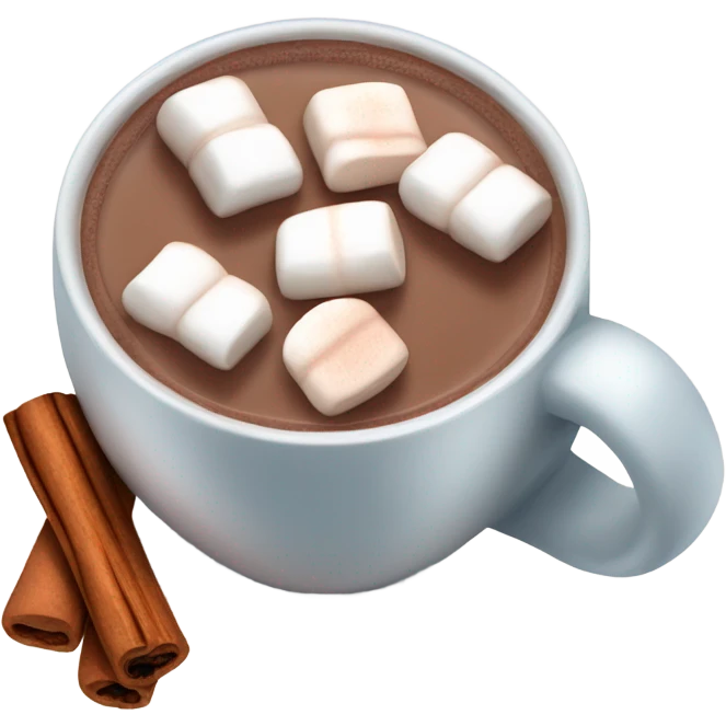 cup of hot chocolate with marshmallows and cinnamon emoji