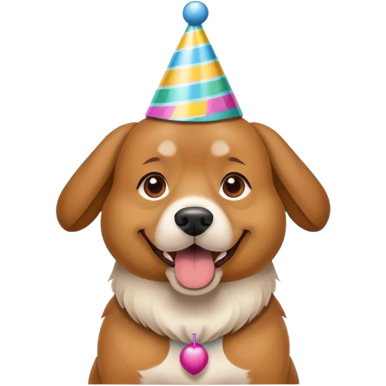 A dog with a birthday party hat emoji