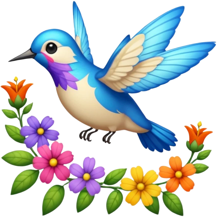 La la mañana se alegra entre flores y praderas ve avanzar mariposa bella y majestuosa entre colibrís emoji