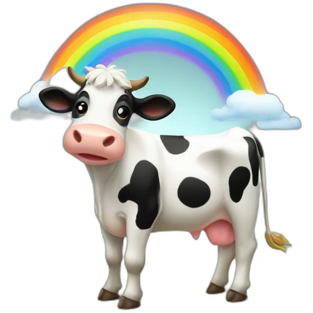 A cow with a rainbow  emoji