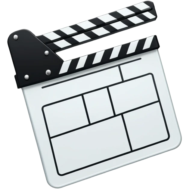 movie clapper outline only, just two rectangles with a diagonal line, no fill, black line art only emoji