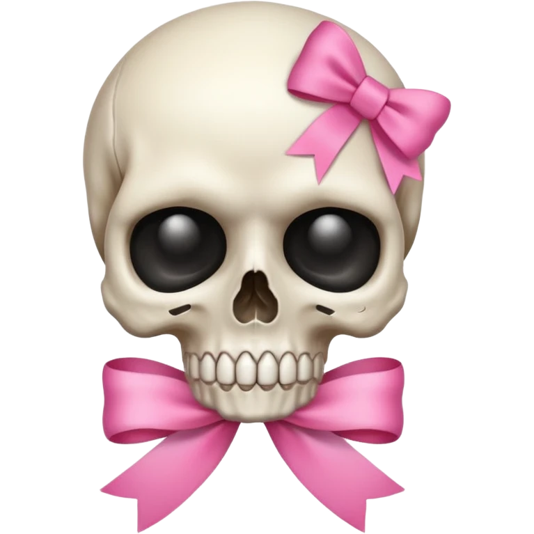 skull emoji with pink ribbon pookie not with hair emoji