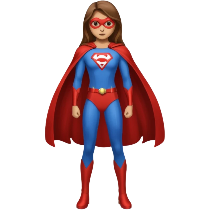 fille  brune en entier cheveux tres long et lisse super heros emoji