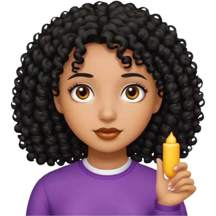 Menina de cabelo cacheado preto  emoji