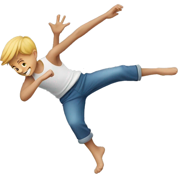 A boy doing flip emoji