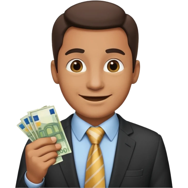 AN UNCLE with a tie in business clothes and with euro money
 emoji