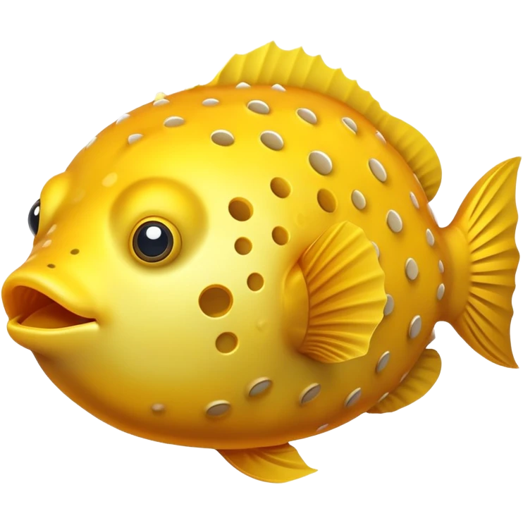 A yellow blowfish puffs up brightly, adding a pop of color to the ocean’s vibrant life emoji