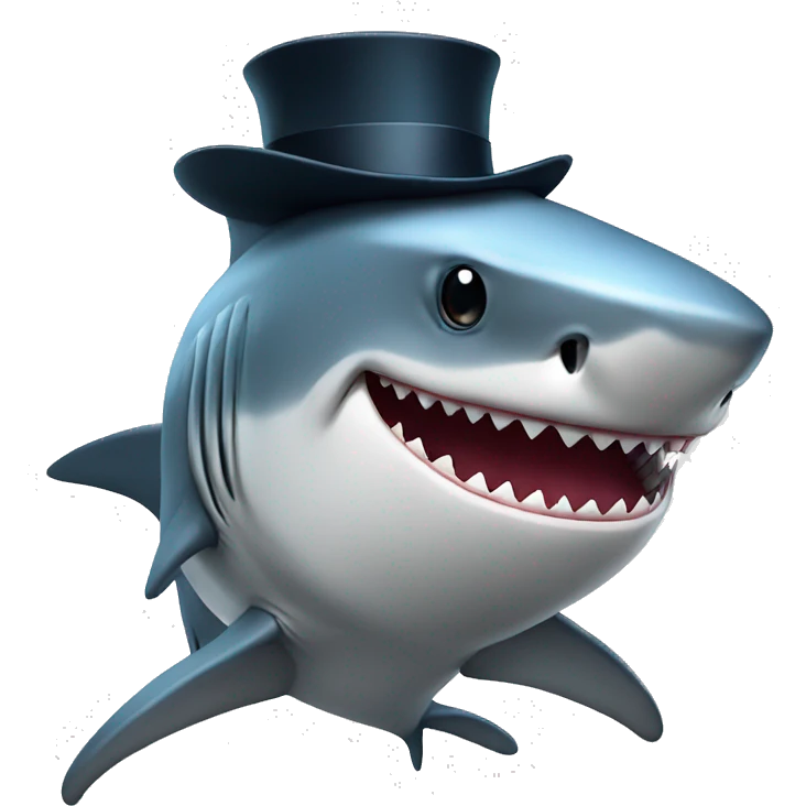 Shark with a top hat emoji