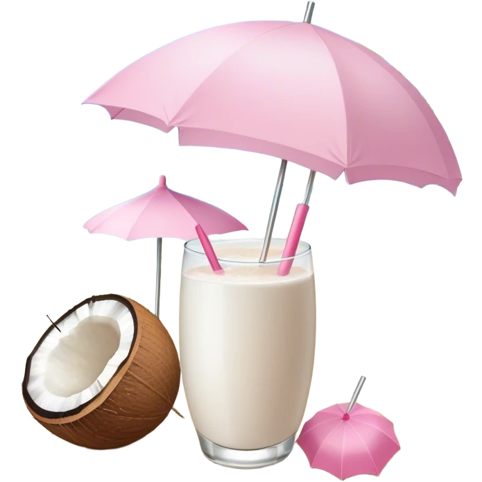 coconut drink with light pink umbrella emoji