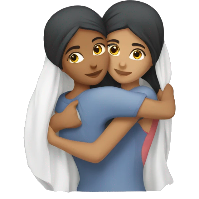 Two Persian girls hugging emoji