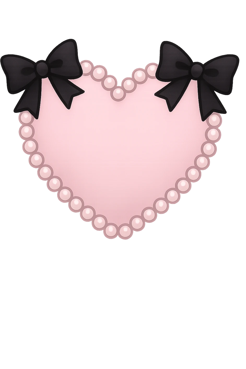 pastel goth heart with black bows and pearls, soft pink and black, cute gothic style, remove background emoji