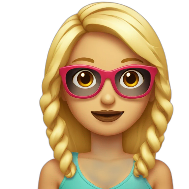 chica rubia con chico de barba y chica pelirroja con gafas emoji