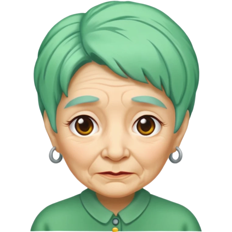 green haired grandma with wrinkles  emoji