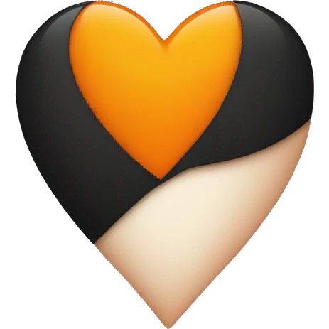 Half black and half orange heart emoji