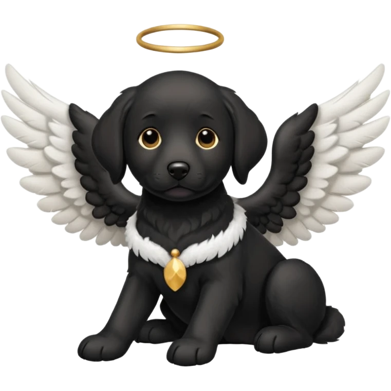 Black lab with angel wings emoji