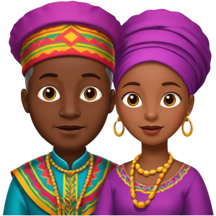 African parents, lively expressions, cultural details, playful toon style emoji