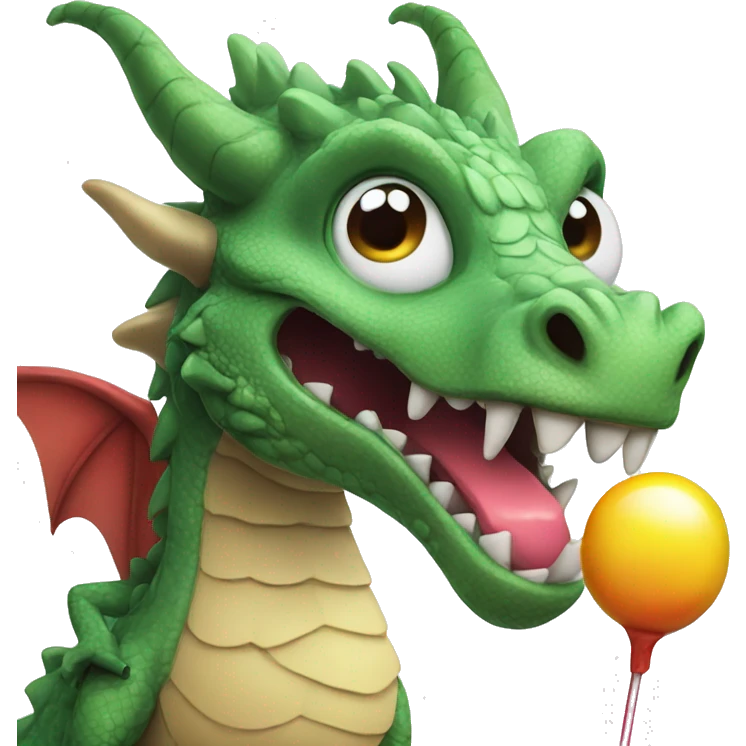 Dragon with big eyelashes and a lollipop emoji