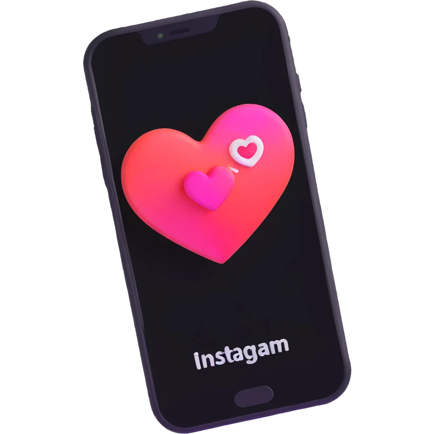 phone with an Instagram-like heart notification popping out emoji