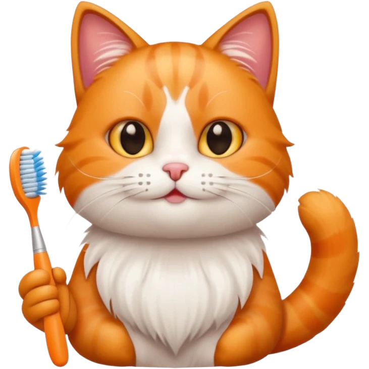 cat, tooth brush, hair brush emoji