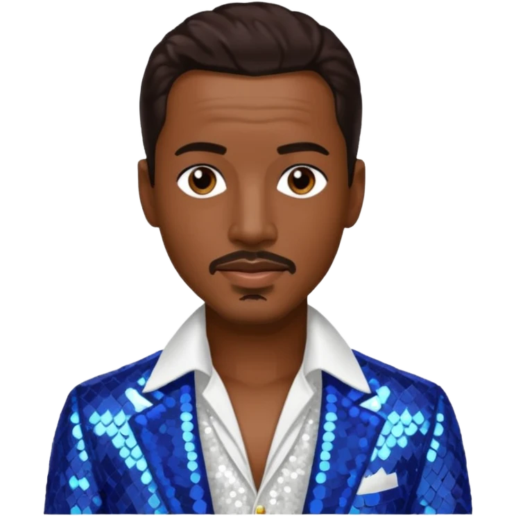 Ralph Tresvant from New Edition with dark brown hair, white sequin outfit emoji