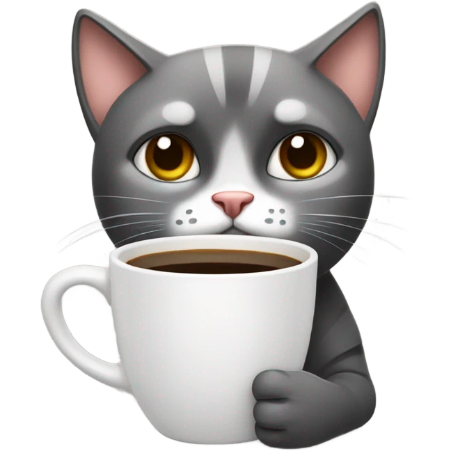 Super stressed cat drinking decaffeinated coffee emoji