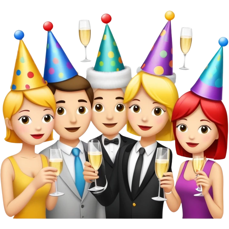 Wedding party guests celebrating with cannabis, colorful cartoon style emoji