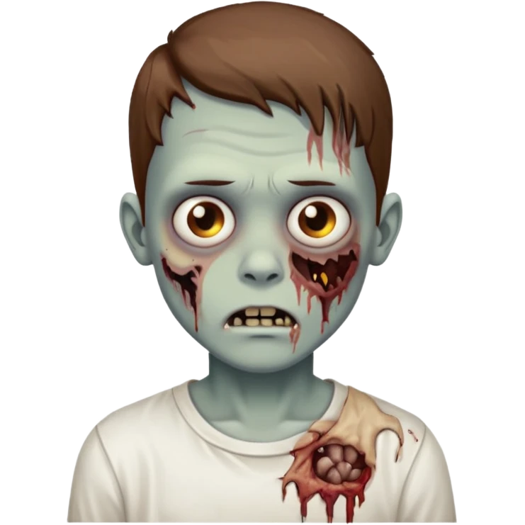 zombie boy with brown hair and white shirt emoji